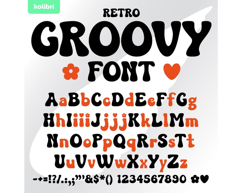 Groovy font svg Retro font svg Vintage svg Alphabet groovy letters Installable font ttf, otf eps png dxf pdf svg cricut, procreate image 1