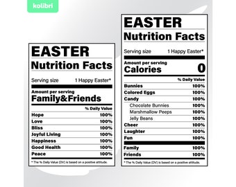 Pâques svg – Valeurs nutritives svg – Nutrition svg – Pâques faits clipart – Joyeuses Pâques svg – étiquette svg – eps, png, dxf pdf, svg pour cricut
