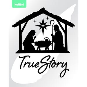 Nativity Silhouette Digital Christmas Design True Story Scene Holy Family Svg Religious Download Manger Craft Cutting File Christian Birth