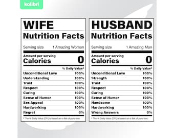Esposa svg – Esposo svg – Matrimonio svg – Datos nutricionales de la esposa svg – Nutrición svg – Etiqueta de matrimonio svg – eps, png, dxf, pdf, svg para cricut