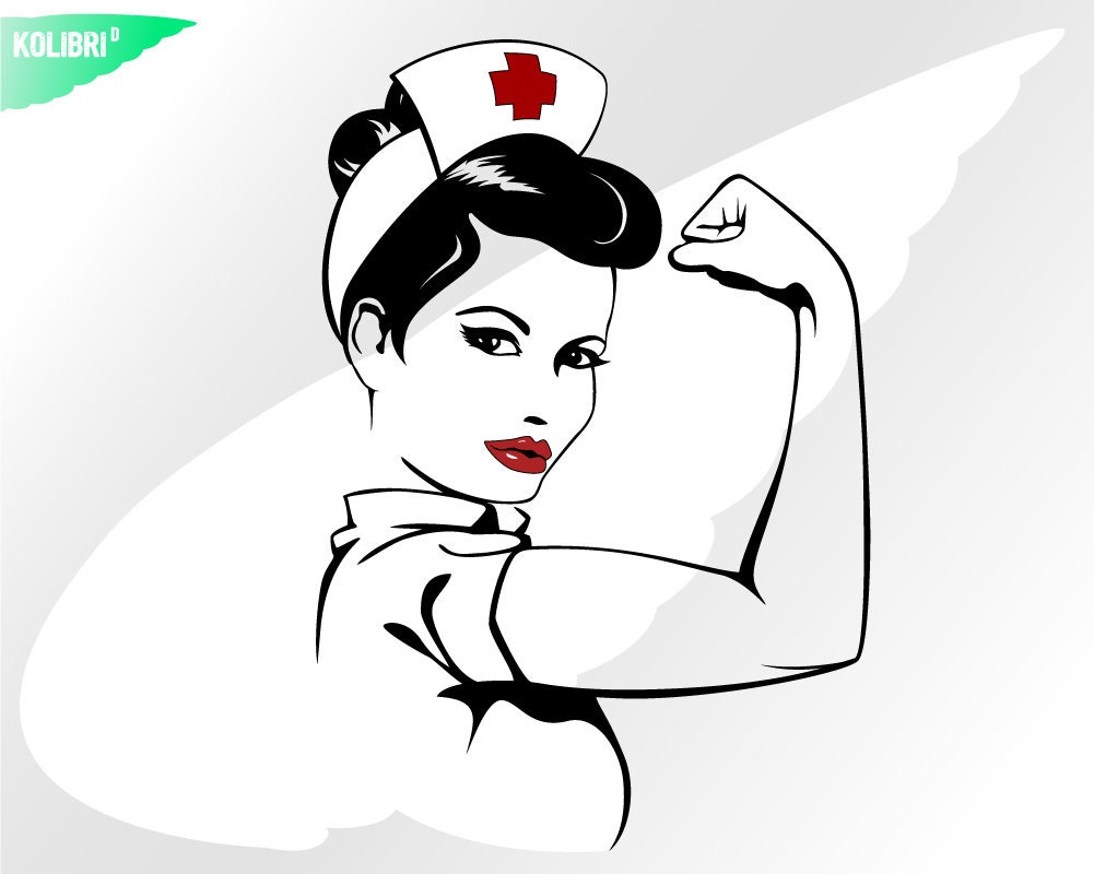 Nurse Black And White Clipart