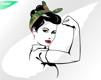 Rosie svg – Rosie the Riveter svg – Rosie clipart – Rosie camouflage svg – Rosie camo svg – Mom soldier svg – eps png dxf pdf svg for cricut