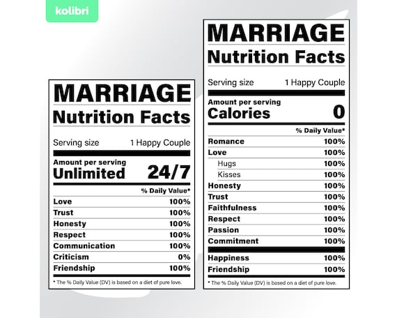 Marriage svg – Nutrition facts svg – Nutrition svg – Relationship love facts svg – Marriage label svg – eps, png, dxf, pdf, svg for cricut