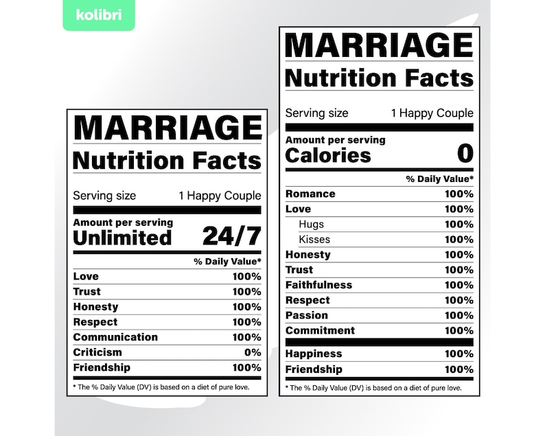 nutrition facts marriage svg