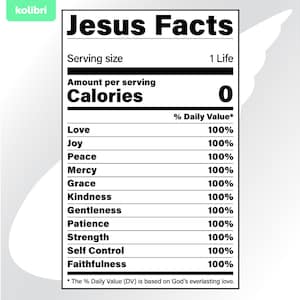 Jésus svg – Valeurs nutritionnelles svg – Nutrition svg – Jésus faits clipart – Foi svg – Christian Nutritional – eps, png dxf pdf, svg pour cricut