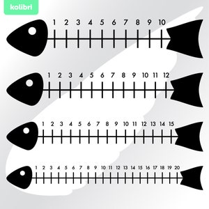 Regla de pescado svg - Imágenes prediseñadas de regla de pescado - Pescado svg - Imágenes prediseñadas de pescado - Pesca svg - Barco de pesca svg - Pescado negro - eps png dxf pdf svg para cricut