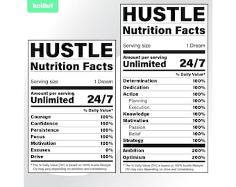 Hustle svg – Nutrition facts svg – Nutrition svg – Hustle facts clipart – Hustle nutritional label svg – eps, png, dxf pdf, svg for cricut
