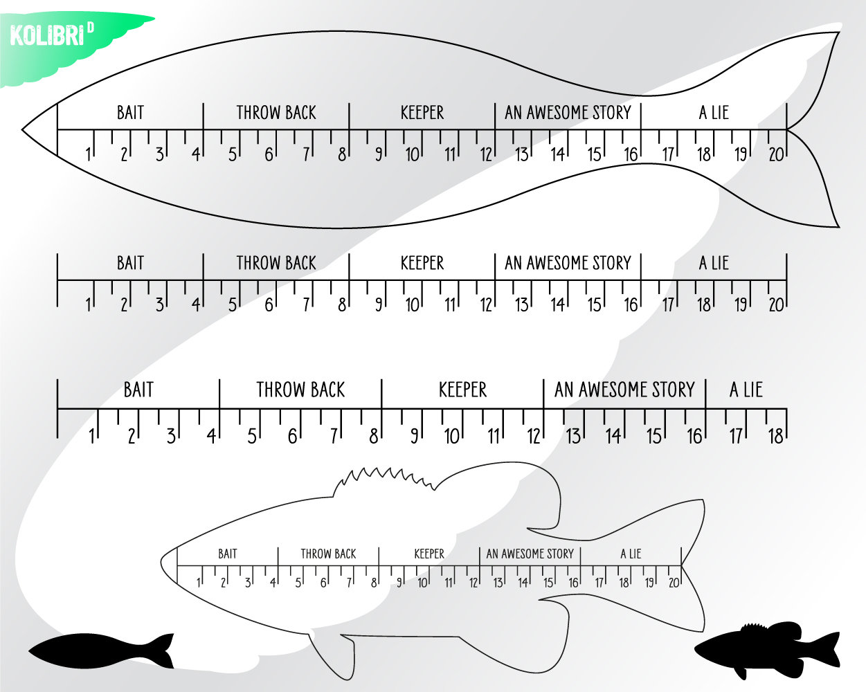 Fish ruler svg – Fish ruler clipart – Fish svg – Fish clipart – Fishing svg  – Fish measure svg – Laser cut – eps png, dxf pdf svg for cricut