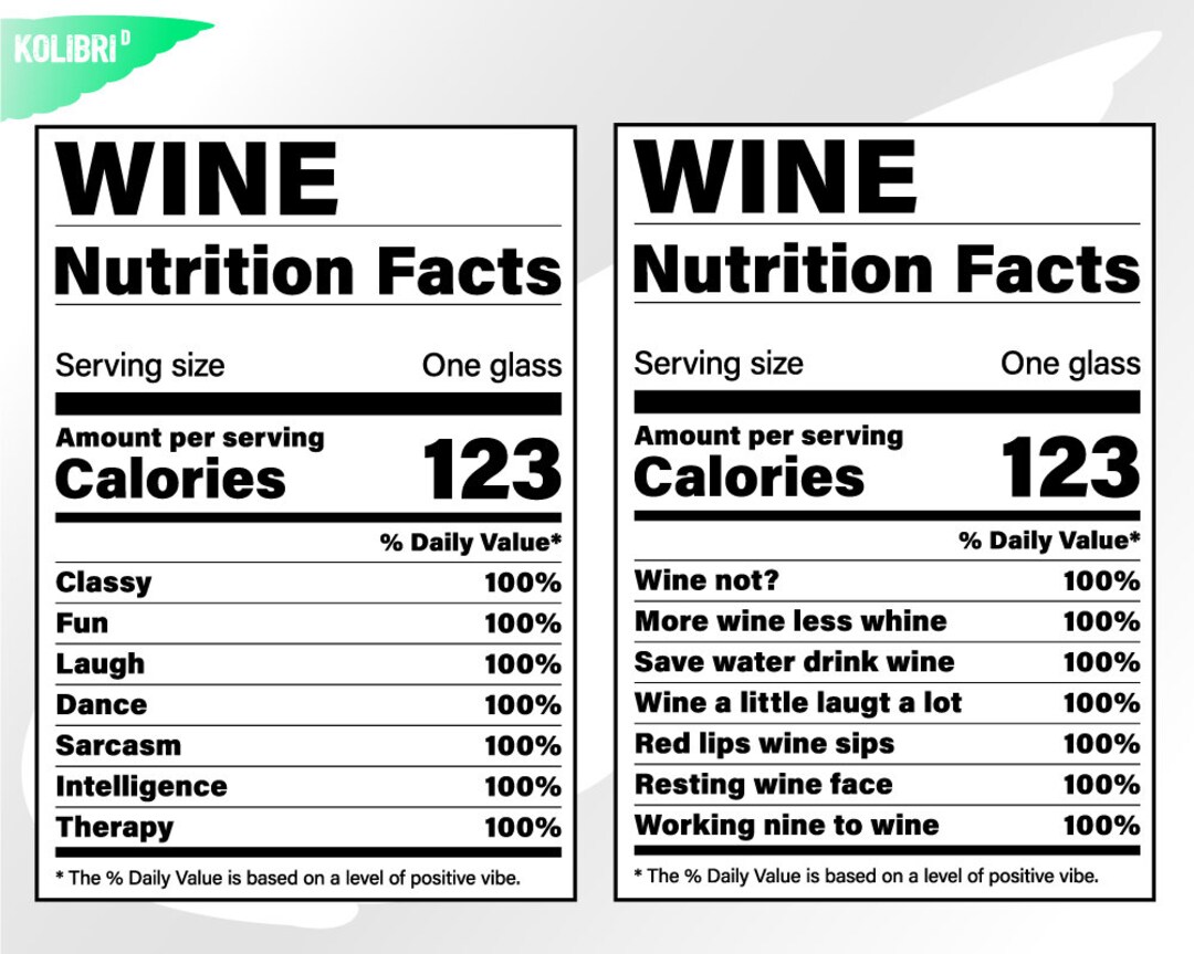 Wine Svg Nutrition Facts Svg Nutrition Svg Wine Facts Etsy