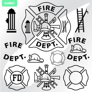 Fuoco svg – Vigile del fuoco svg – Vigile del fuoco svg – Vigili del fuoco svg – Distintivo vigile del fuoco – FD svg – Reparto svg – eps, png, dxf, pdf, svg per cricut
