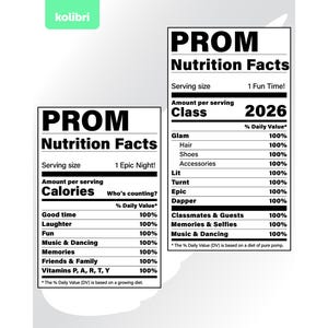 Prom svg – Class 2026 svg – Nutrition facts svg – Nutrition svg – Graduation svg – Prom label cliipart – eps, png, dxf, pdf, svg for cricut