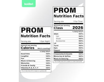 Prom svg – Class 2026 svg – Nutrition facts svg – Nutrition svg – Graduation svg – Prom label cliipart – eps, png, dxf, pdf, svg for cricut