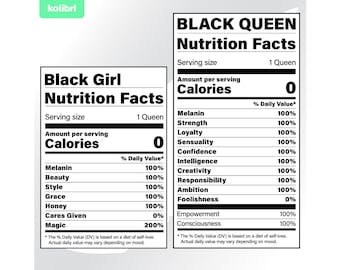 Black girl svg – Black queen svg – Información nutricional svg – Nutrición svg – Mujer negra svg – Etiqueta svg – eps, png, dxf pdf, svg para cricut