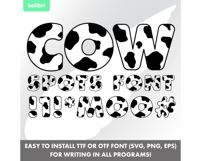 Cow Text Pattern Cow Font Svg – Cow Spots Svg – Cow Svg – Alphabet Cow Letters Svg ...