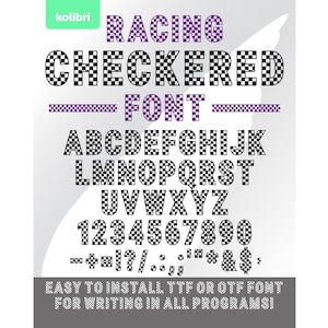 Checkered font svg – Checkered svg – Racing checker svg – Skate alphabet letters – Installable ttf otf eps png dxf pdf svg cricut, procreate