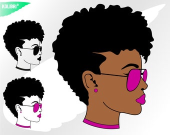 Czarna kobieta svg – Afro kobieta svg – Czarna dziewczyna svg – Afro włosy svg – Afro svg – Okulary przeciwsłoneczne svg – Okulary przeciwsłoneczne svg – eps, png dxf pdf svg dla cricut