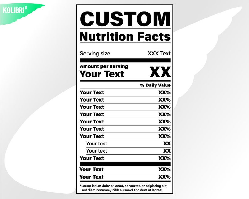 Download Craft Supplies Tools Personalized Nutrition Facts Svg U2013 Custom Text U2013 Nutrition Svg U2013 Nutrition Facts Clipart U2013 Custom Label Svg U2013 Eps Png Dxf Pdf Svg For Cricut Embellishments