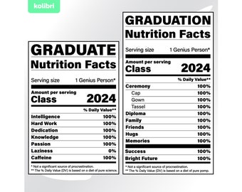 Svg diplômé - Svg promotion 2024 - Valeur nutritive svg - Nutrition svg - Svg remise des diplômes - Svg diplômé - eps, png, dxf, pdf, svg pour cricut