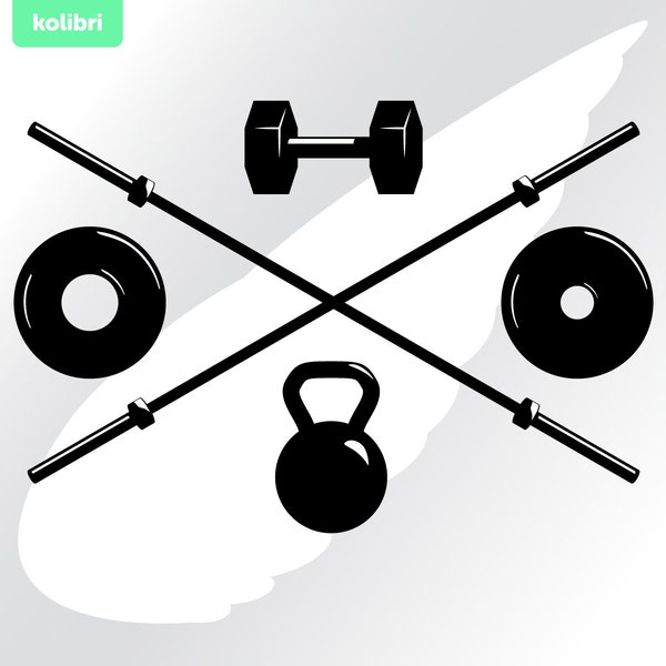 Barbell svg – Weight svg – Barbell crossed svg – Fitness svg – Barbell clipart – Gym svg – Workout svg – eps, png, dxf, pdf, svg for cricut