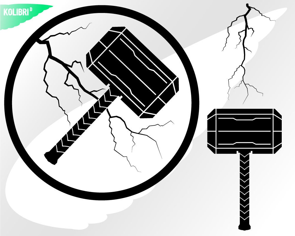 Thor Hammer Svg Thor Svg Hammer Clipart Lightning Svg - Etsy