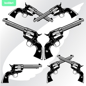 Gekruiste pistolen svg – gekruiste revolvers svg – pistool svg – revolver svg – geweer svg – pistool clipart – eps, png, dxf, pdf, svg voor cricut