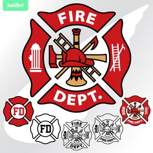 Fire dept svg – Firefighter svg – Dept clipart – Fire department svg – Firefighter badge svg – FD svg – eps, png, dxf, pdf, svg for cricut
