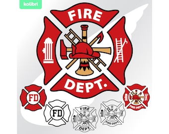 Fire dept svg – Firefighter svg – Dept clipart – Fire department svg – Firefighter badge svg – FD svg – eps, png, dxf, pdf, svg for cricut