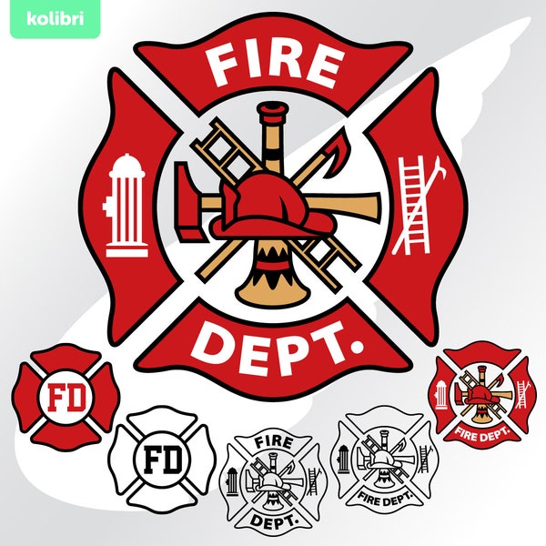 Fire dept svg – Firefighter svg – Dept clipart – Fire department svg – Firefighter badge svg – FD svg – eps, png, dxf, pdf, svg for cricut
