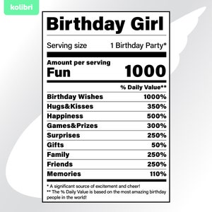 Geburtstags-Svg – Nährwertangaben svg – Ernährungs-Svg – Geburtstagskind-Svg – Geburtstags-Mädchen png – Party-Svg – eps, png, dxf, pdf, svg für Cricut