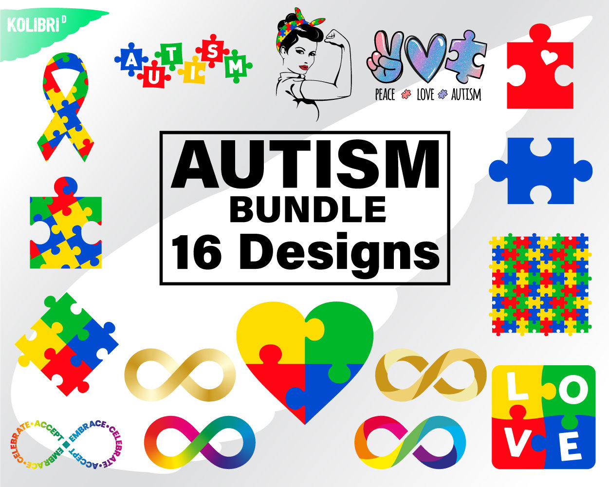 Autism svg – Puzzle svg – Autism clipart – Autism bundle svg – Awareness svg – Infinity Ribbon svg  – eps, png, dxf, pdf, svg for cricut