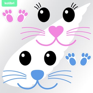 Bunny SVG – Paashaas SVG – Bunny gezicht SVG – Bunny Girl SVG – Bunny Boy SVG – Bunny neus voeten SVG – EPS, PNG, DXF PDF, SVG voor cricut