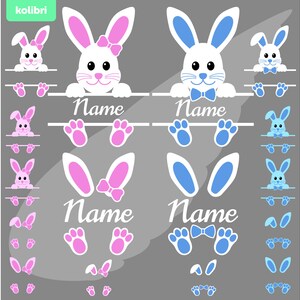 Svg lapin - Lapin de Pâques svg - Nom du lapin - Svg de Pâques lapin - Svg cadre lapin - Svg cadre monogramme - eps, png, pdf dxf, svg pour cricut