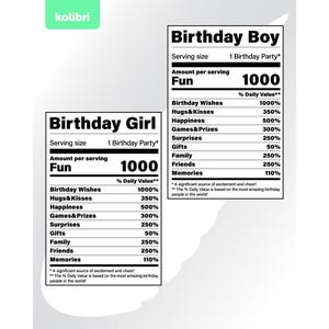 Birthday svg – Nutrition facts svg – Nutrition svg – Birthday girl svg – Birthday boy svg – Party svg – eps, png, dxf, pdf, svg for cricut