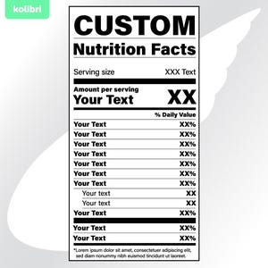Gepersonaliseerde voedingsfeiten svg – aangepaste tekst – voeding svg – voedingsfeiten clipart – aangepast label svg – eps png dxf pdf svg voor cricut