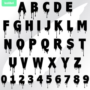 tropfende Buchstaben svg – tropfende Schrift svg – Alphabet Text svg – Blutige tropfende Schrift svg – eps png dxf pdf svg für Cricut, procreate