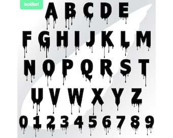 Dripping letters svg – Dripping svg – Saucy svg – Alphabet text svg – Bloody dripping font svg – eps png dxf pdf svg for cricut, procreate