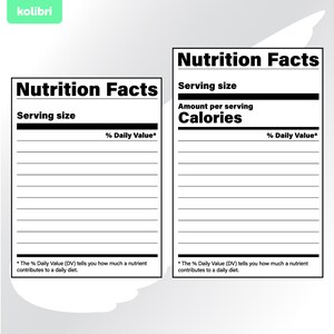 Modèle de valeur nutritive svg, clipart - Tableau des calories nutritionnelles et des ingrédients - Fichiers d'étiquettes vierges - eps, png, dxf, pdf, svg pour cricut