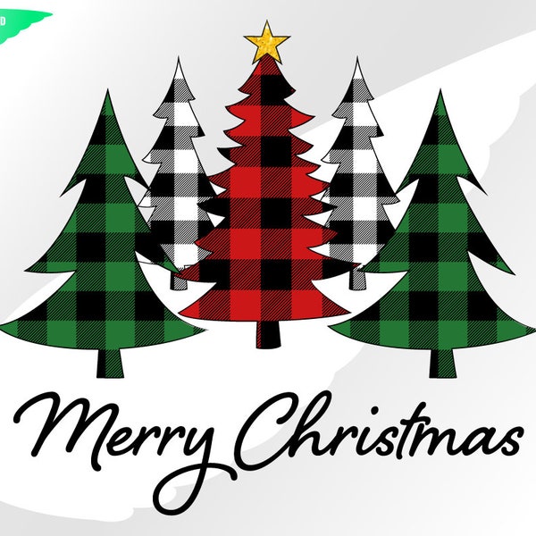 Buffalo plaid Christmas tree svg – Christmas tree clipart – Merry Christmas svg – Xmass buffalo plaid svg – eps, png, dxf pdf svg for cricut