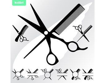 Hairdresser monogram svg – Crossed Comb svg – Hairdresser svg – Scissors svg – Barber monogram clipart – eps, png, dxf, pdf, svg for cricut