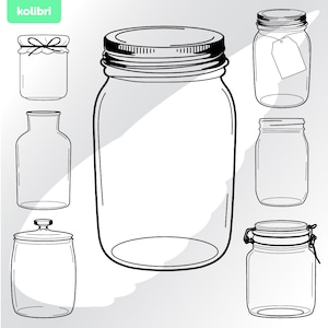 Mason jar svg – glazen pot svg – conservenpot clipart – jar label svg – lege pot svg – boerderij keuken – eps, png, dxf, pdf, svg voor cricut