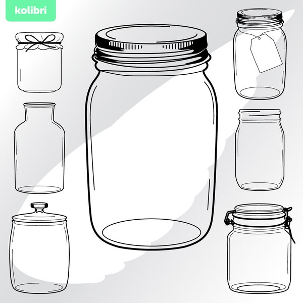 Mason jar svg – Glass jar svg – Canning jar clipart – Jar label svg – Empty jar svg – Farmhouse kitchen – eps, png, dxf, pdf, svg for cricut