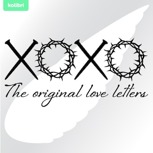 XOXO svg – XOXO clipart – Crown of thorns svg – Nail svg – Jesus svg – Religious svg – Love letters svg – eps, png, dxf, pdf, svg for cricut