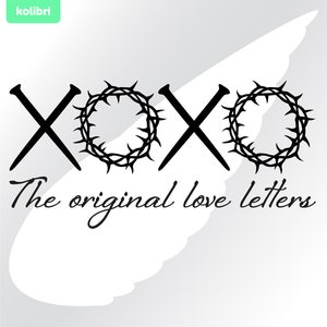 XOXO svg – XOXO clipart – doornenkroon svg – nagel svg – Jezus svg – religieuze svg – liefdesbrieven svg – eps, png, dxf, pdf, svg voor cricut