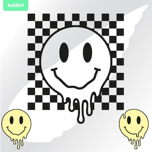 Checkered smile svg – Drippy smile svg – Melting smile svg – Pattern svg – Checker svg – Smile clipart – eps, png, dxf, pdf, svg for cricut