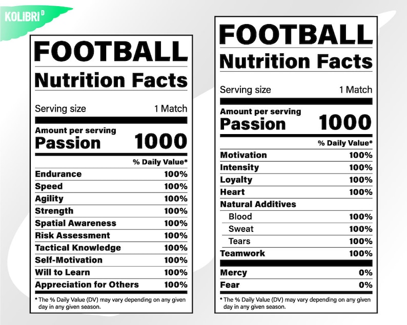 Football Svg Nutrition Facts Svg Nutrition Svg Football Etsy
