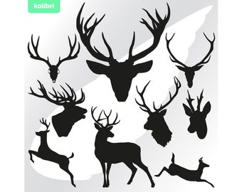 Deer svg – Deer clipart – Antlers svg – Antlers clipart – Buck svg – Stag svg – Elk svg –  Nature svg – eps, png, dxf, pdf, svg for cricut