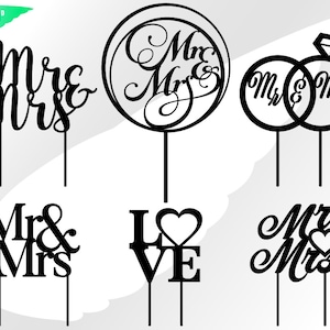 Mijnheer & mevrouw SVG – Dhr en mevrouw topper SVG – topper bruiloft SVG – huwelijk topper – Dhr en Mevr SVG – taart topper – EPS PNG DXF PDF, SVG voor cricut