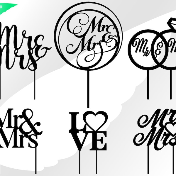 Mr & Mrs svg – Mr and Mrs topper svg – Topper Wedding svg – Marriage topper – Mr and Mrs svg – Cake topper – eps png dxf pdf, svg for cricut