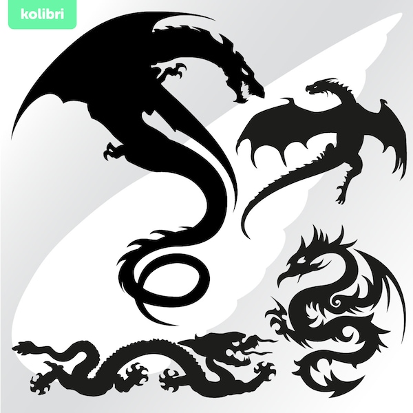 Dragon svg – Dragon clipart – Fantasy creature svg – Thrones svg  – Tatoo svg – Chinese svg – eps, png, dxf, pdf svg for cricut, sublimation