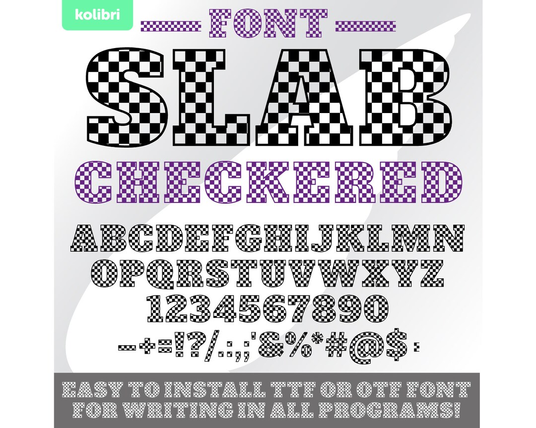 Slab Checkered Font Svg Checkered Svg Racing Checker Svg Skate Letters